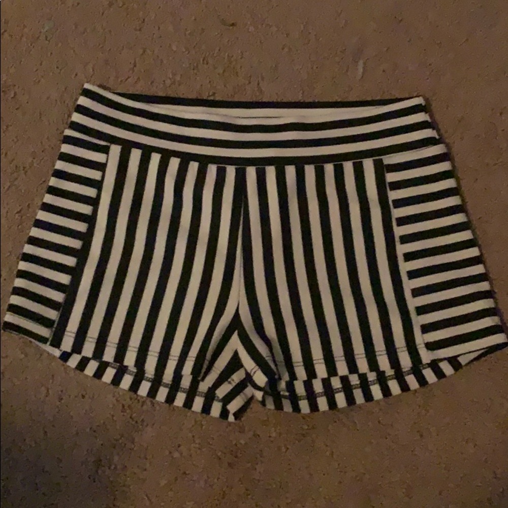 black and white striped shorts
